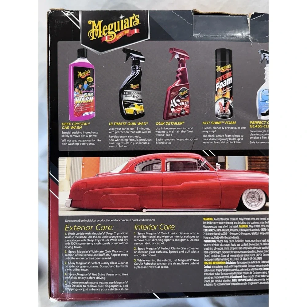 Meguiar's Show & Shine Premium Interior/Exterior Car Cleaning Kit Full Size 8 Pc